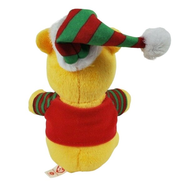 TY Disney Winnie the Pooh 8 in Plush Christmas Bear Red Green Holiday Hat Shirt - Picture 4 of 8